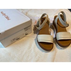 SEE BY CHLOÉ ROBIN WEDGE SANDAL CHALK OFF WHITE SANDAL SIZE 7 37
